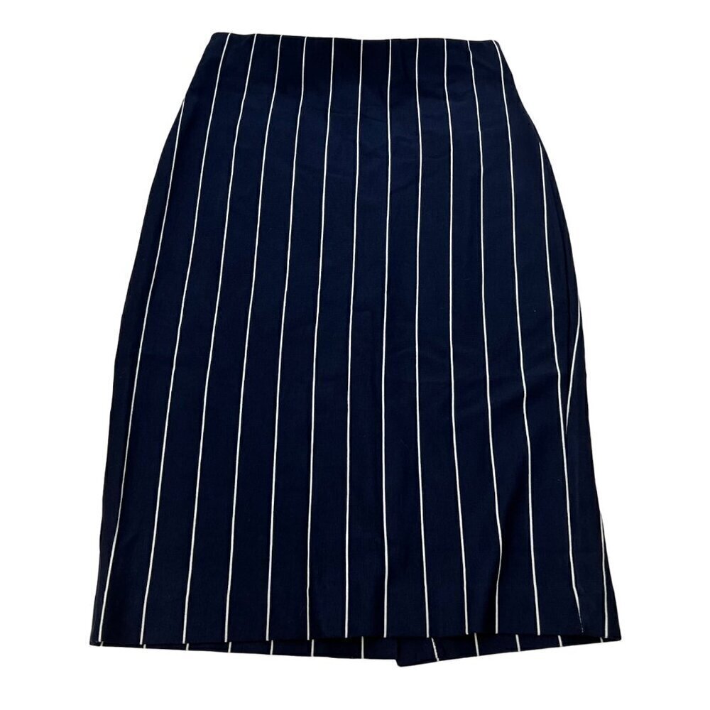 Philosophy Womens Navy/White Striped Elastic Waist Midi Pencil Skirt Size Small